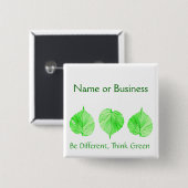 Badge Carré 5 Cm Soyez différent Penser Green Custom Name Business (Devant & derrière)