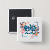 Badge Carré 5 Cm Soyez Floral (Devant & derrière)