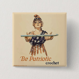 Badge Carré 5 Cm Soyez patriotique : Crochet - bouton