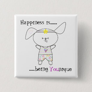 Badge Carré 5 Cm Soyez unique kawaii bizarré chien d'autonomisation