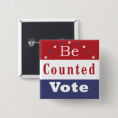 Badge Carré 5 Cm Soyez vote compté (Devant & derrière)