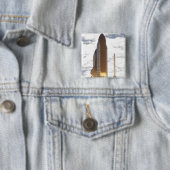 Badge Carré 5 Cm Space Shuttle Atlantis lève sur 16 (En situation)