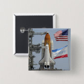Badge Carré 5 Cm Space Shuttle Endeavor sur le lancement pad 3 (Devant & derrière)