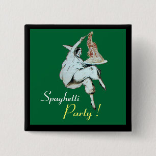 Badge Carré 5 Cm SPAGHETTI PARTY ITALIAN KITCHEN, RESTAURANT rouge