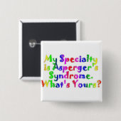Badge Carré 5 Cm Spécialité d'Asperger (Devant & derrière)