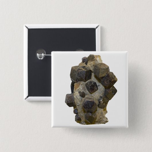 Badge Carré 5 Cm Spessartite dans Matrix (Devant & derrière)