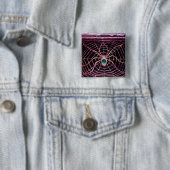 Badge Carré 5 Cm SPIDER ET WEB Bleu Sapphire Noir (En situation)