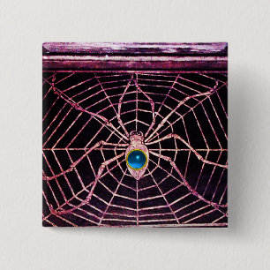 Badge Carré 5 Cm SPIDER ET WEB Bleu Sapphire Noir