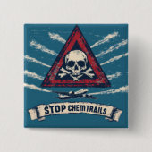 Badge Carré 5 Cm Square Stop Chemtrails Button (Devant)