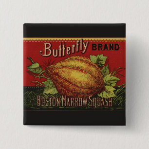Badge Carré 5 Cm Squash Antique Végétal Étiquette Can