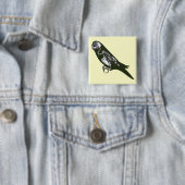 Badge Carré 5 Cm Squelette de Budgie (En situation)