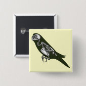 Badge Carré 5 Cm Squelette de Budgie (Devant & derrière)