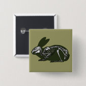 Badge Carré 5 Cm squelette de lapin (Devant & derrière)