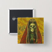 Badge Carré 5 Cm Squelette sorcière (Devant & derrière)