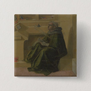 Badge Carré 5 Cm St Augustine dans son étude (predella du Barbad