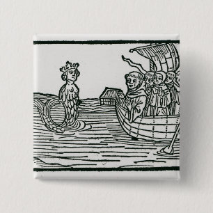 Badge Carré 5 Cm St Brendan et la sirène