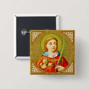 Badge Carré 5 Cm St Étienne le ProtoMartyr (SNV26) Épinglette à bro