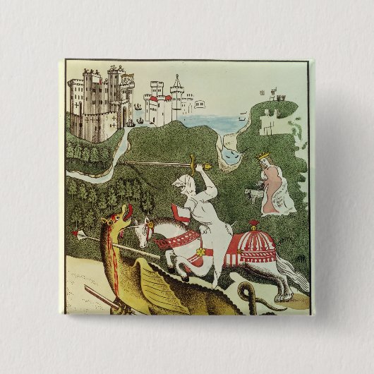 Badge Carré 5 Cm St George et le dragon (Devant)