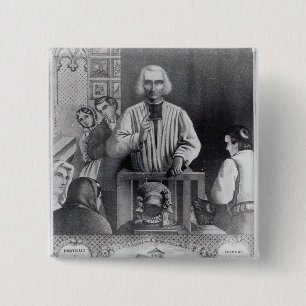 Badge Carré 5 Cm St Jean-Marie Vianney prêchant, 19ème siècle