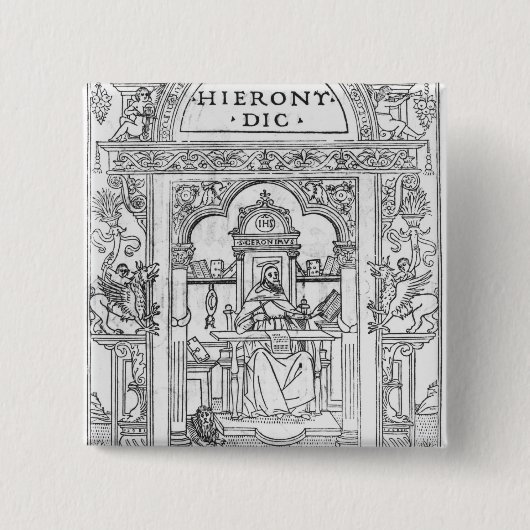 Badge Carré 5 Cm St Jerome dans son étude (Devant)
