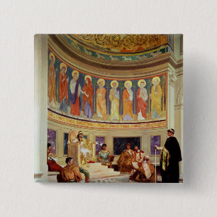 Badge Carré 5 Cm St John Chrysostom exilé par l'impératrice Eudox