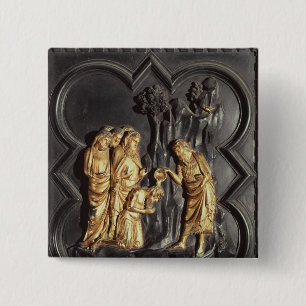 Badge Carré 5 Cm St John le baptiste baptisant en rivière