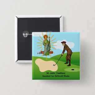 Badge Carré 5 Cm St. Jude Thaddeus & Golfeur paniqué