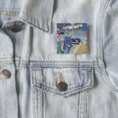 Badge Carré 5 Cm St Louis s'embarquant pour les croisades (En situation)