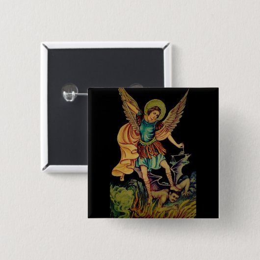 Badge Carré 5 Cm St Michael Arkhangel (Devant & derrière)