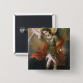 Badge Carré 5 Cm St Michael bannit le diable à l'abîme (Devant & derrière)