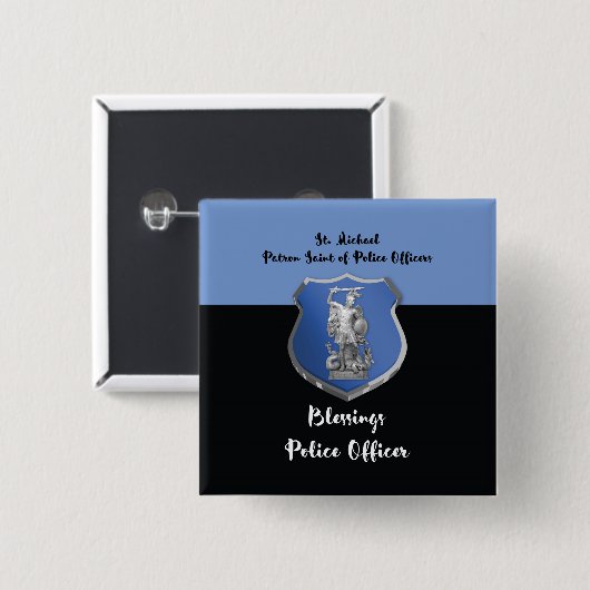 Badge Carré 5 Cm St. Michael Blessings au nouveau policier (Devant & derrière)