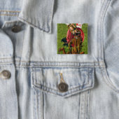 Badge Carré 5 Cm St Michael tuant le dragon (En situation)