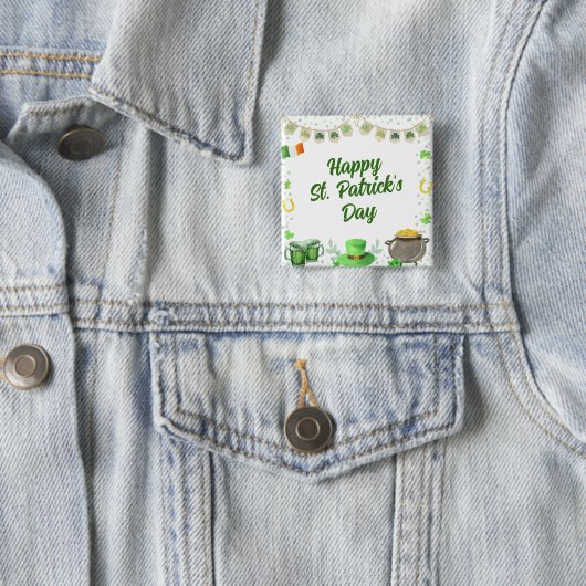 Badge Carré 5 Cm St patrick aquarelle (En situation)