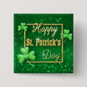 Badge Carré 5 Cm St. Patrick's Day Gold Shamrock (Devant)