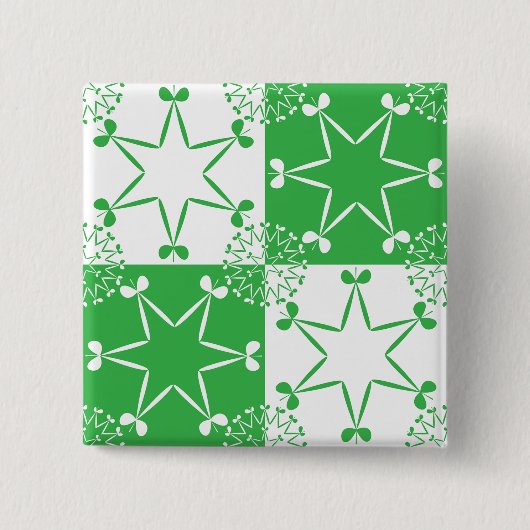 Badge Carré 5 Cm St Patricks Day Green Clover Star Geometric (Devant)
