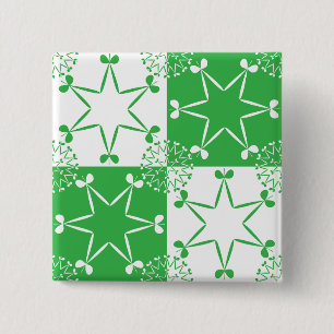 Badge Carré 5 Cm St Patricks Day Vert Étoile de Trèfle Géométrique