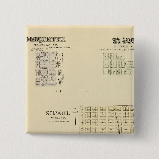 Badge Carré 5 Cm St. Paul, Marquette et St. Joe, Nebraska (Devant)