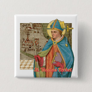 Badge Carré 5 Cm St. Thomas Becket avec épée en mitre (P 005)