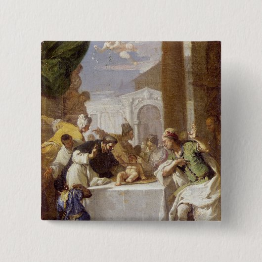 Badge Carré 5 Cm St Vincent Ferrer exécutant un miracle (Devant)