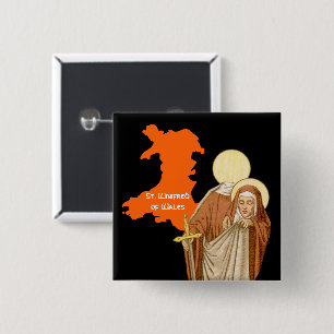 Badge Carré 5 Cm St. Winifred du Pays de Galles (P 002)