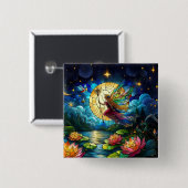 Badge Carré 5 Cm Stained Glass Moonlight Flight Fairy  (Devant & derrière)
