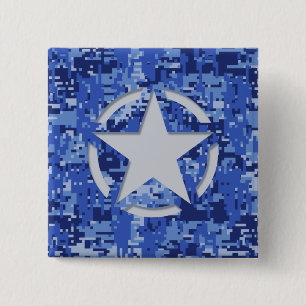 Badge Carré 5 Cm Star Tag Decal Navy Blue Camo