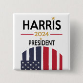 Badge Carré 5 Cm Stars and Stripes Kamala Harris pour Président 202 (Devant)