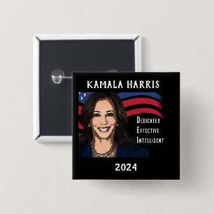 Badge Carré 5 Cm Stars and Stripes Kamala Harris pour Président 202