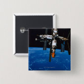 Badge Carré 5 Cm Station spatiale en Orbit (Devant & derrière)