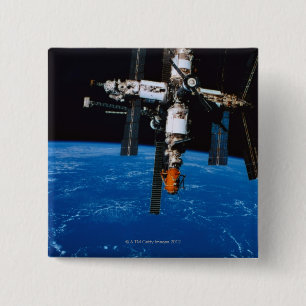 Badge Carré 5 Cm Station spatiale en Orbit