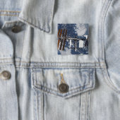 Badge Carré 5 Cm Station spatiale internationale 22 (En situation)