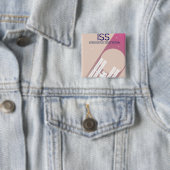 Badge Carré 5 Cm Station spatiale internationale art spatial. (En situation)