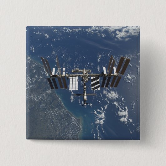 Badge Carré 5 Cm Station spatiale internationale en orbite 3 (Devant)