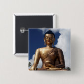 Badge Carré 5 Cm Statue de Bouddha assis (Devant & derrière)